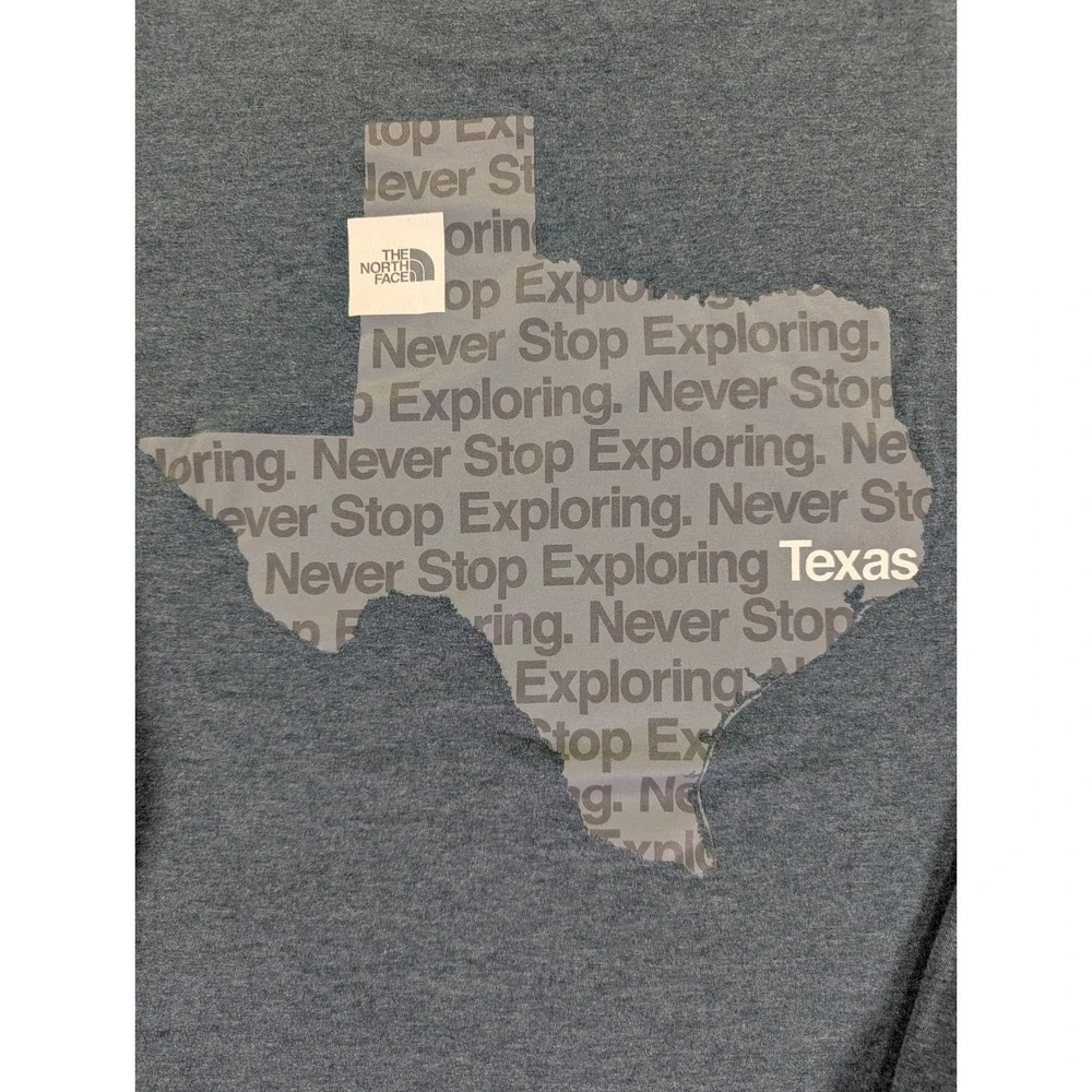 The North Face Mens Texas Graphic Long Sleeve T-Shirt Blue Heather Medium